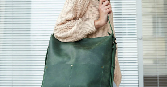 Leather overall workbag for women