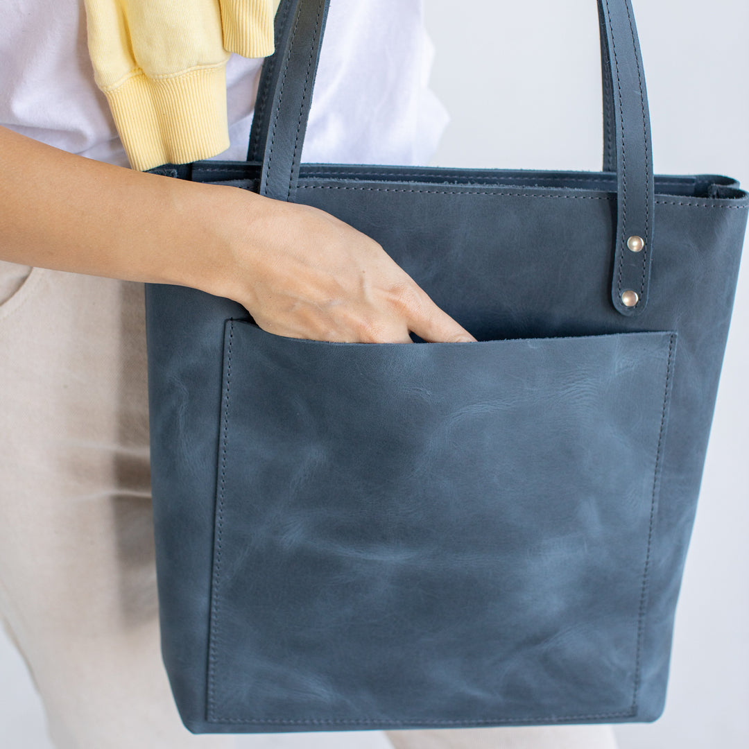 Jeans leather tote bag - Leather Purse Backpack