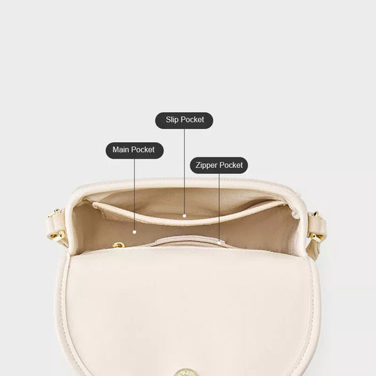 Elegant leather crossbody saddle bag for ladies