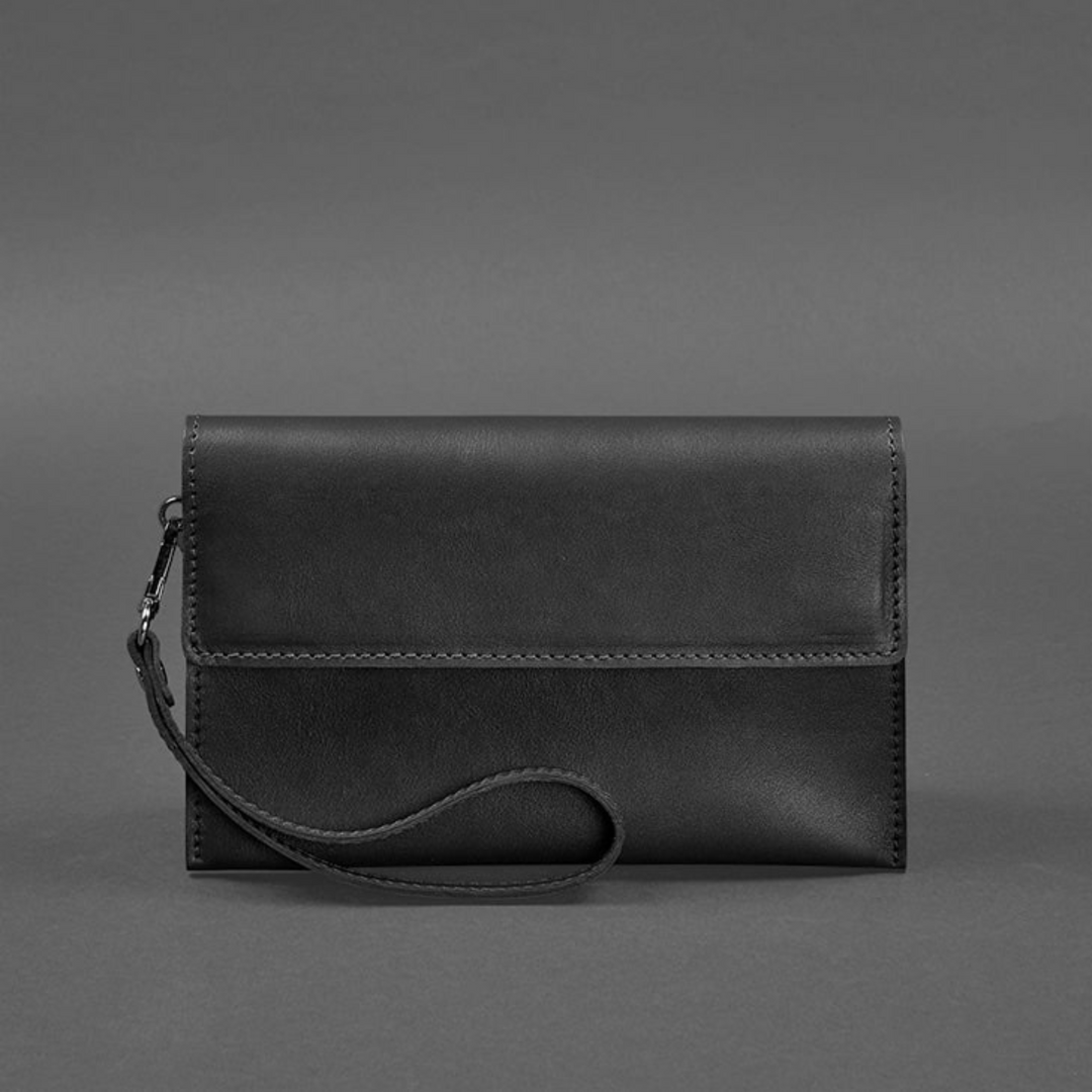 mens clutch black leather
