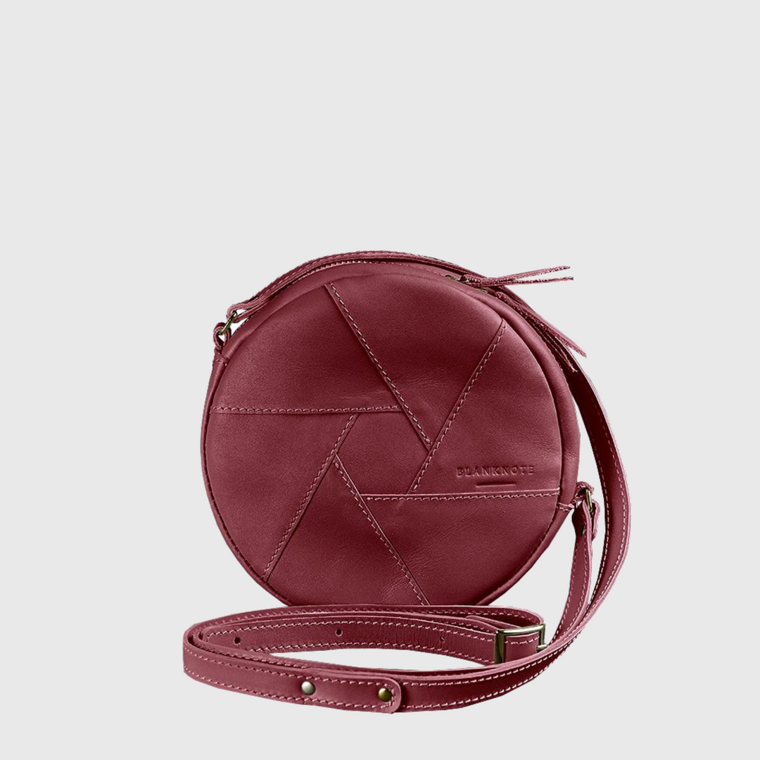 round leather shoulder bag