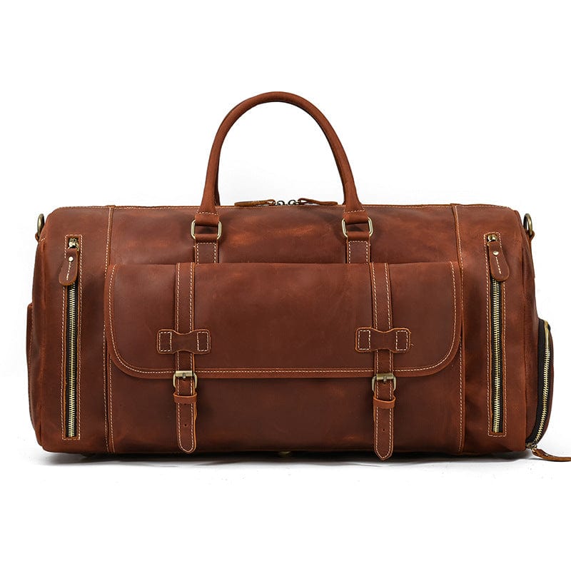 Traditional brown leather crossbody travel purse