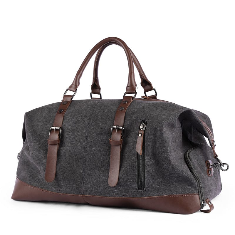 Vintage-style oversized canvas travel duffle