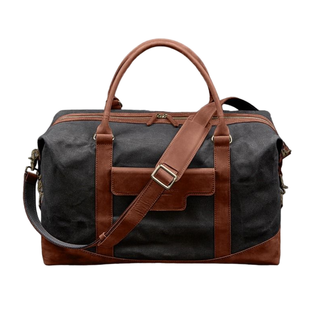 Handmade Travel Bag In Canvas and Natural Leather - Leather Purse Backpack