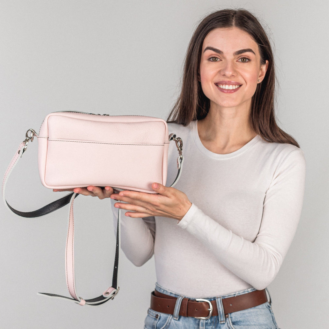 TOASTER BAG - Light Pink/Black - Leather Purse Backpack