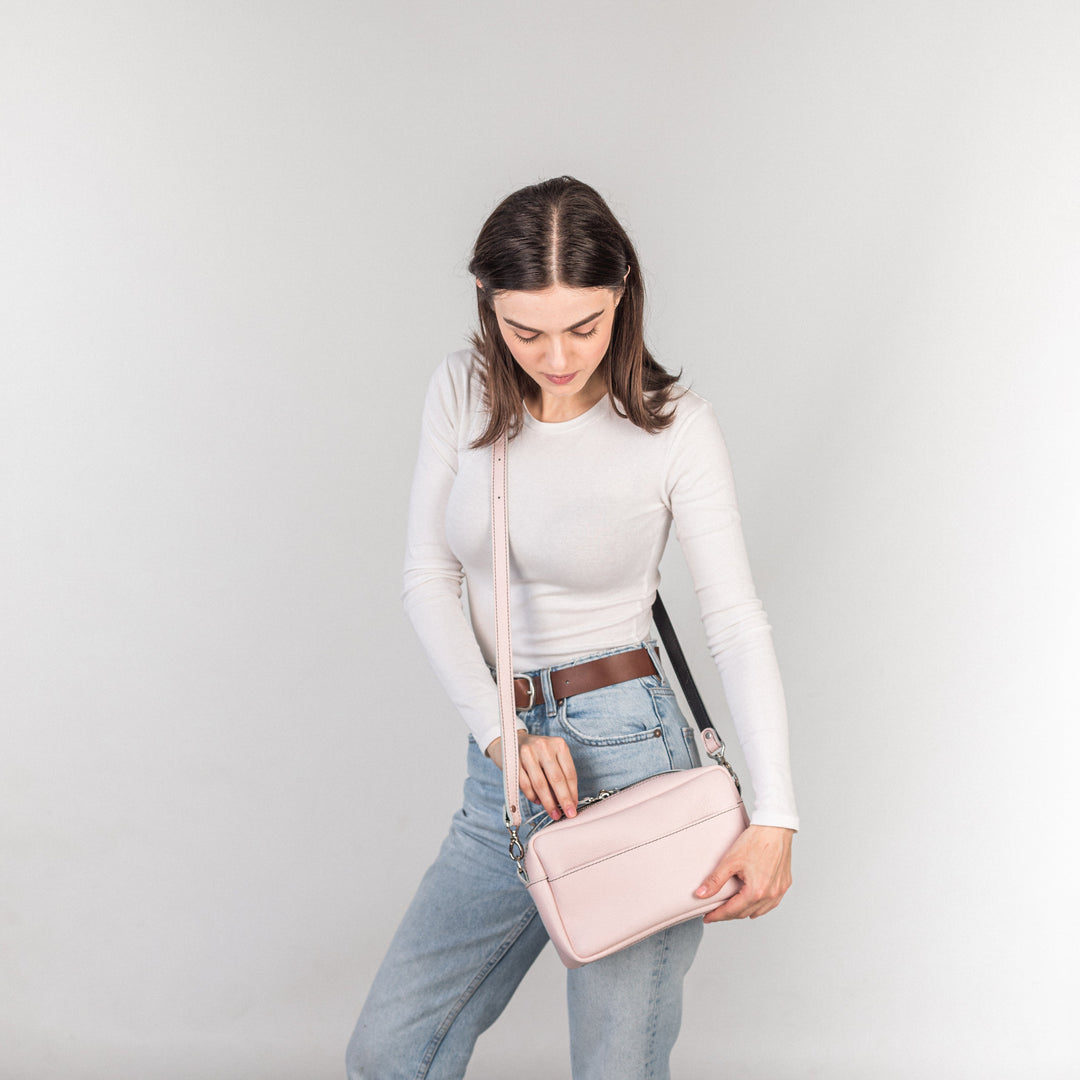 TOASTER BAG - Light Pink/Black - Leather Purse Backpack