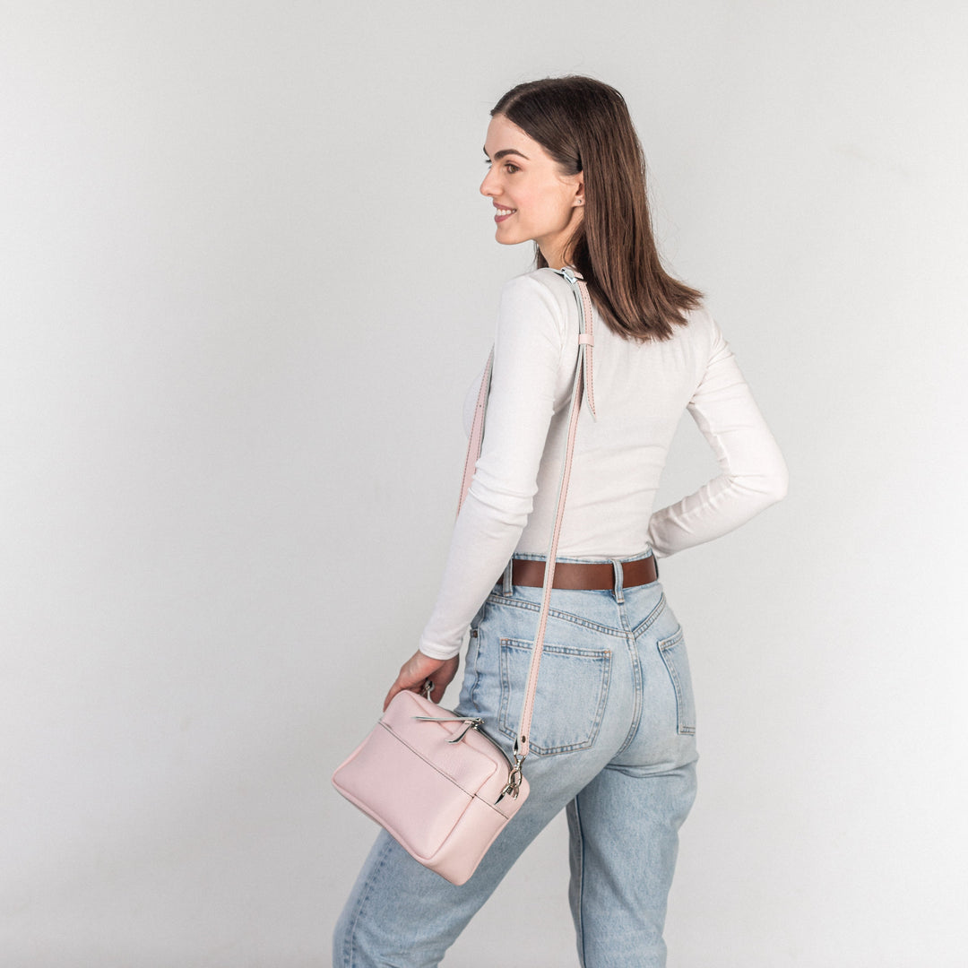 TOASTER BAG - Light Pink/Black - Leather Purse Backpack
