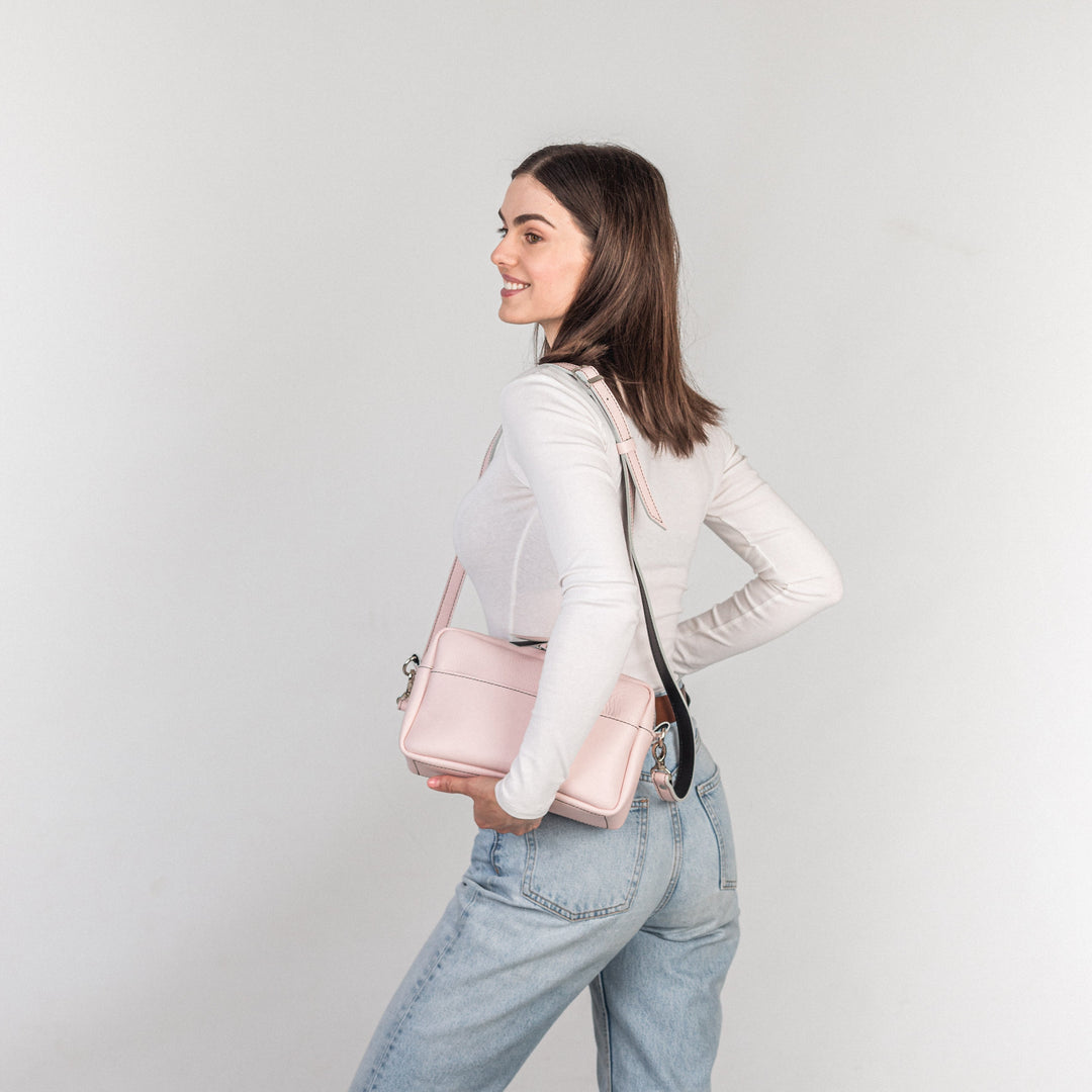 TOASTER BAG - Light Pink/Black - Leather Purse Backpack