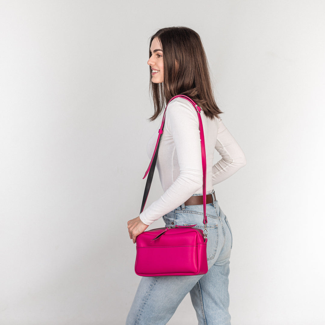 TOASTER BAG - Fuchsia / Black - Leather Purse Backpack