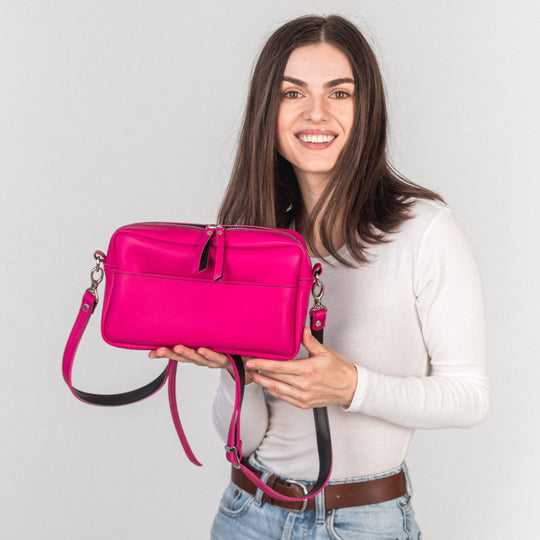 TOASTER BAG - Fuchsia / Black - Leather Purse Backpack