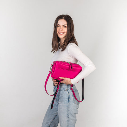 TOASTER BAG - Fuchsia / Black - Leather Purse Backpack