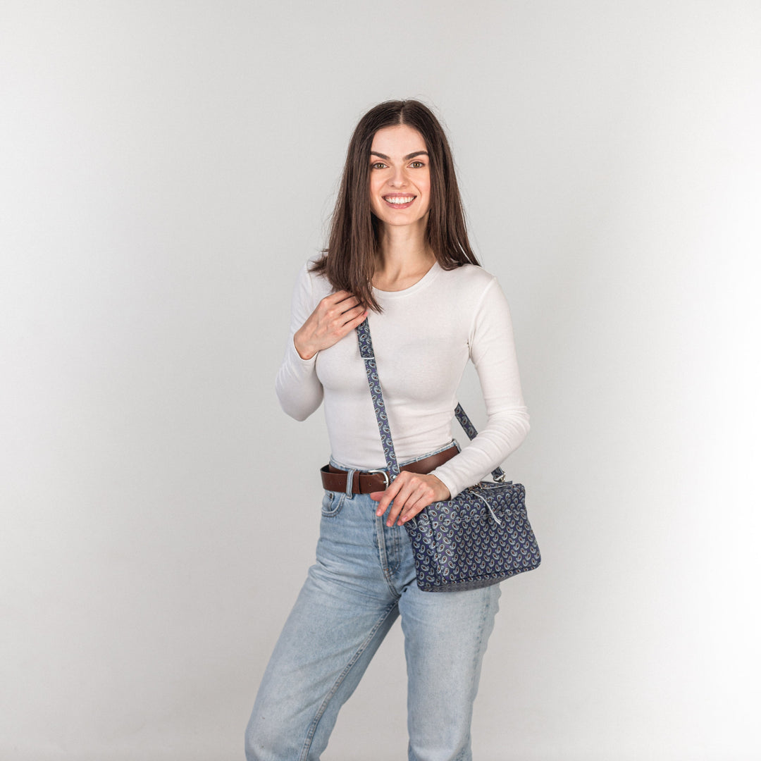 TOASTER BAG - Purple with a pattern - Leather Purse Backpack
