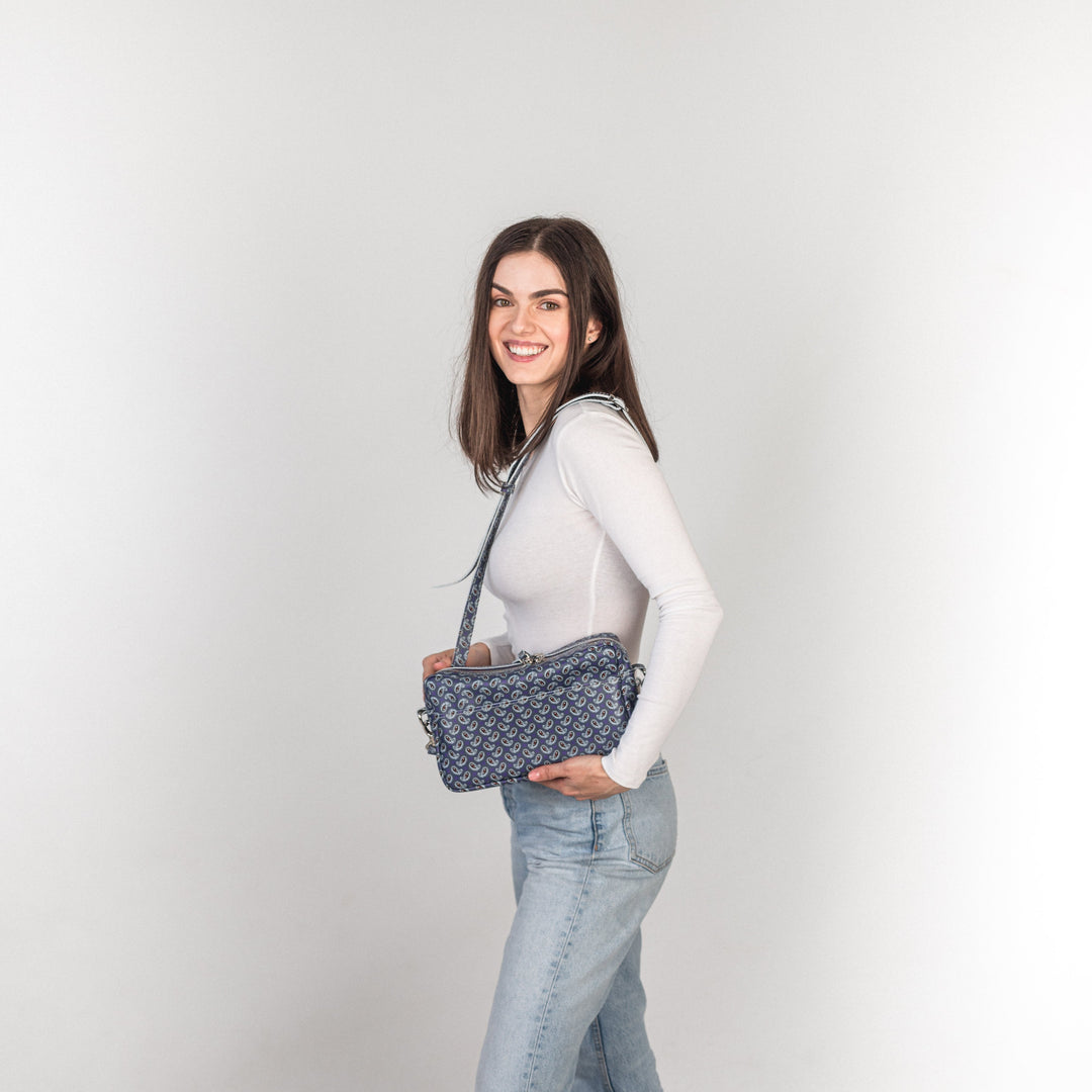 TOASTER BAG - Purple with a pattern - Leather Purse Backpack