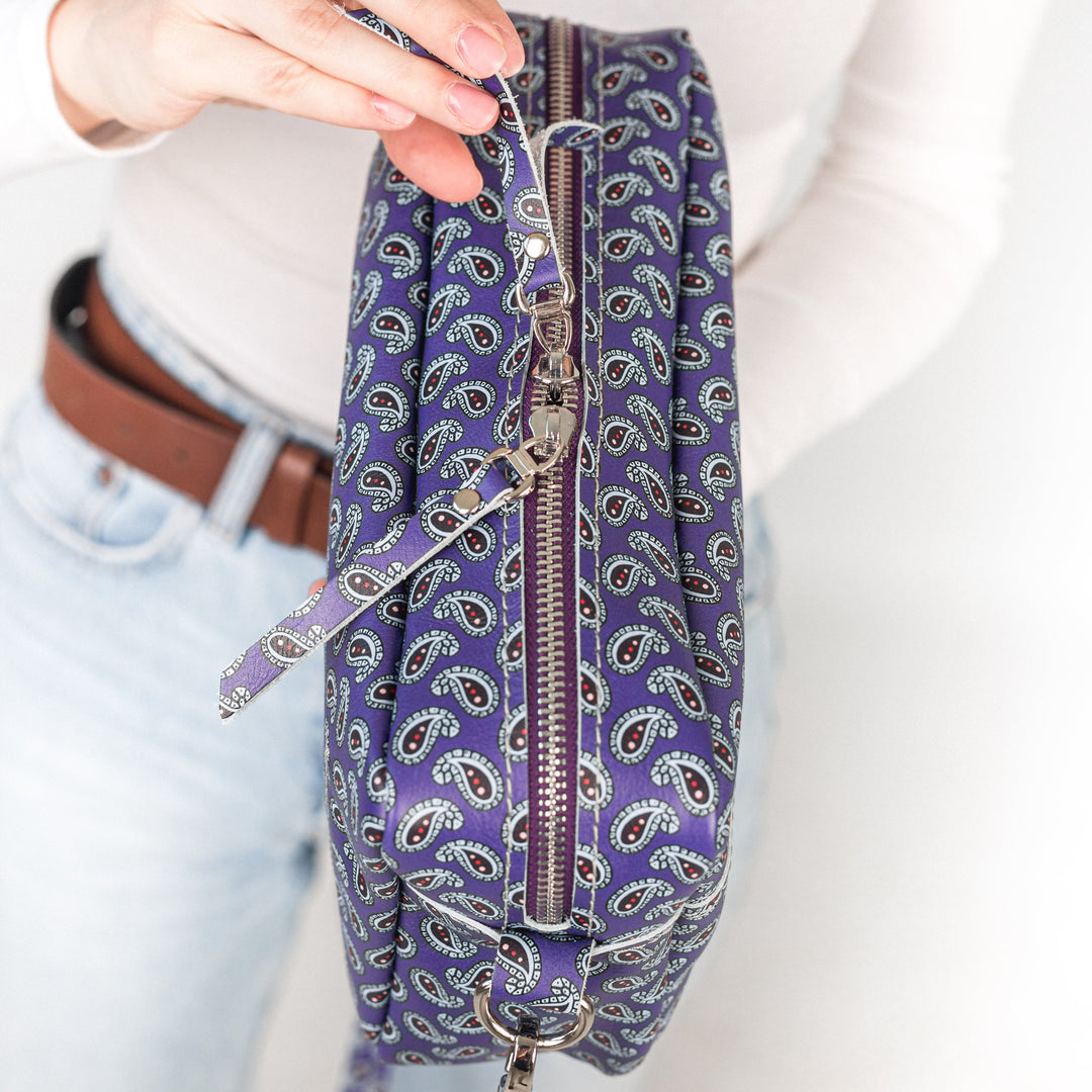TOASTER BAG - Purple with a pattern - Leather Purse Backpack