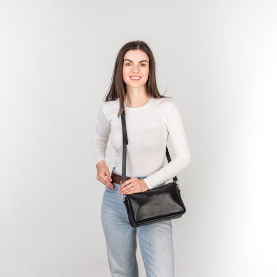 Black pebbled - Leather Purse Backpack