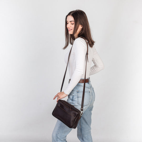 Dark Brown pebbled - Leather Purse Backpack