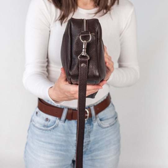 Dark Brown pebbled - Leather Purse Backpack