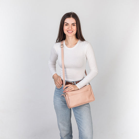 Cream pebbled - Leather Purse Backpack