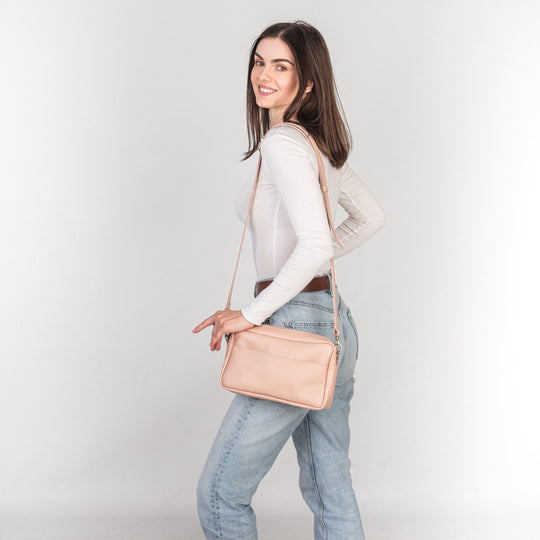 Cream pebbled - Leather Purse Backpack