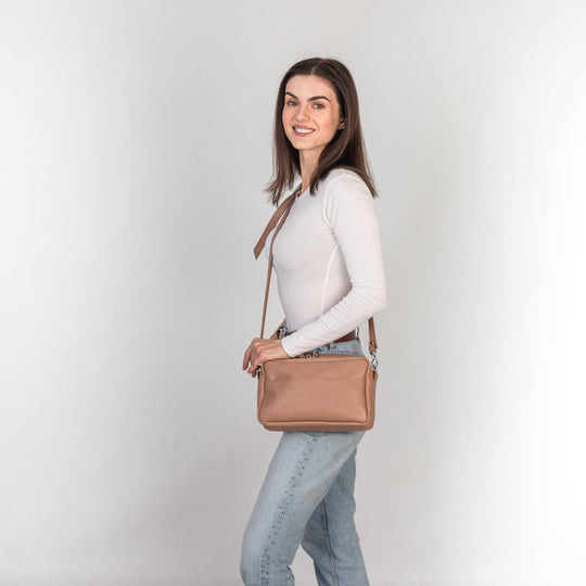 Capuccino pebbled - Leather Purse Backpack