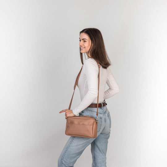 Capuccino pebbled - Leather Purse Backpack