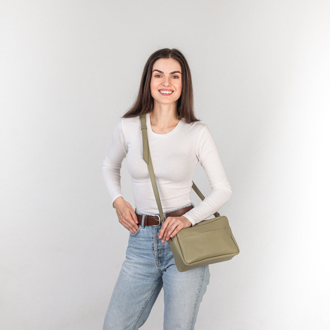 Avocado pebbled - Leather Purse Backpack