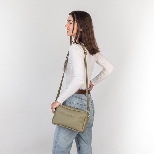 Avocado pebbled - Leather Purse Backpack