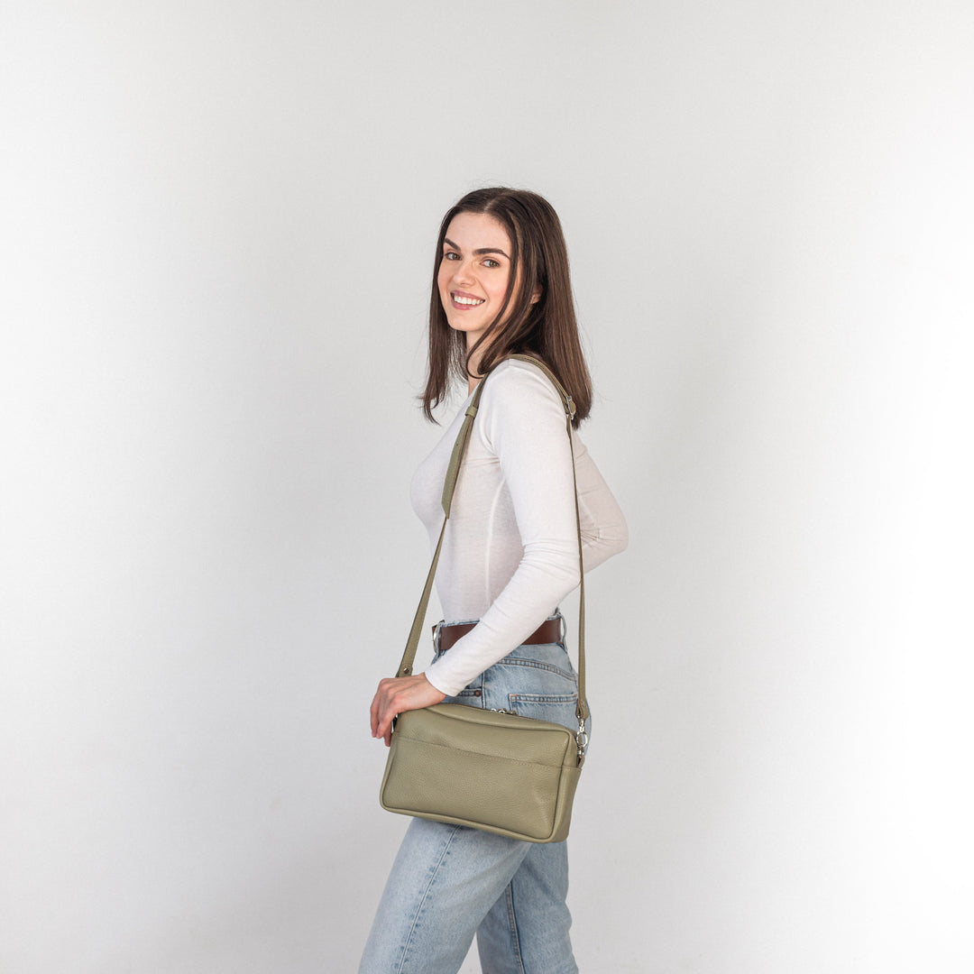 Avocado pebbled - Leather Purse Backpack