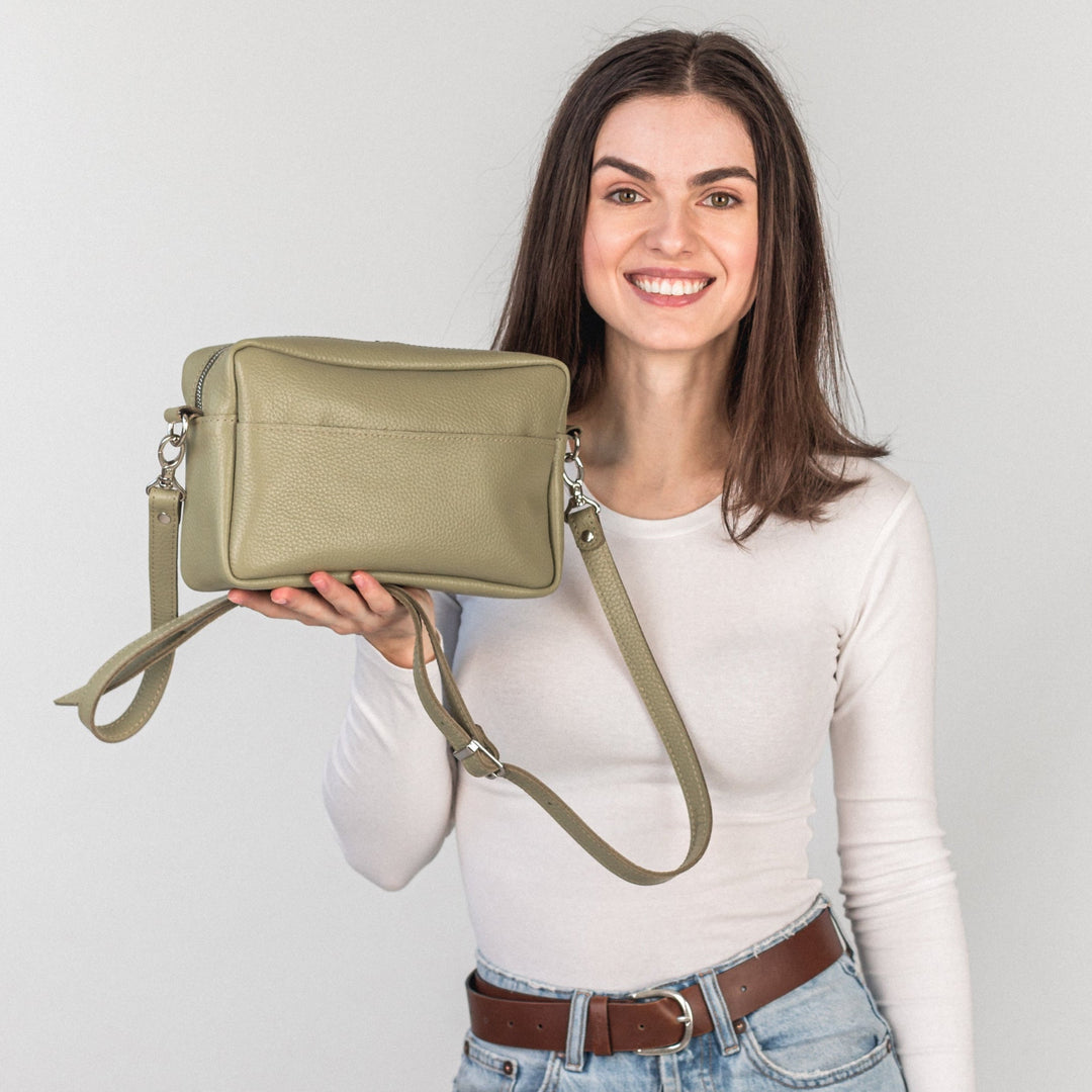 Avocado pebbled - Leather Purse Backpack