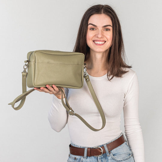 Avocado pebbled - Leather Purse Backpack