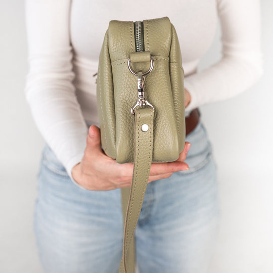 Avocado pebbled - Leather Purse Backpack
