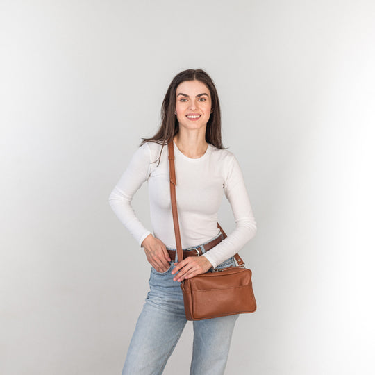 Brown pebbled - Leather Purse Backpack