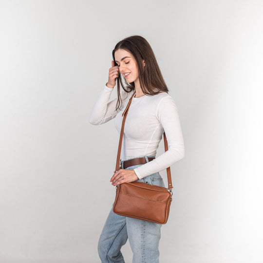 Brown pebbled - Leather Purse Backpack