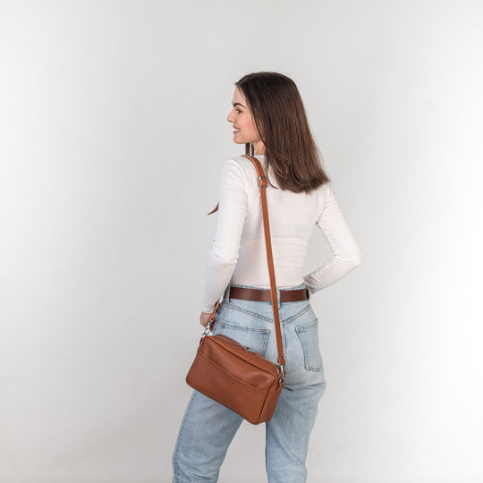 Brown pebbled - Leather Purse Backpack