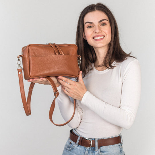 Brown pebbled - Leather Purse Backpack