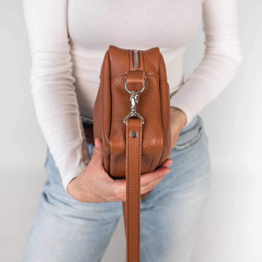 Brown pebbled - Leather Purse Backpack