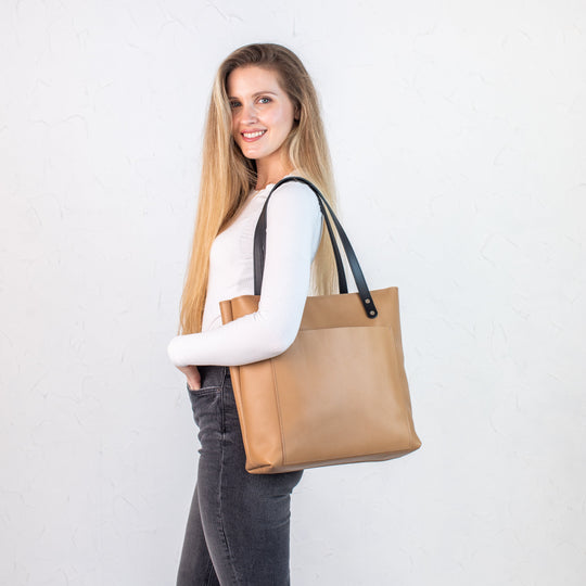 Pale pebbled leather tote bag - Leather Purse Backpack