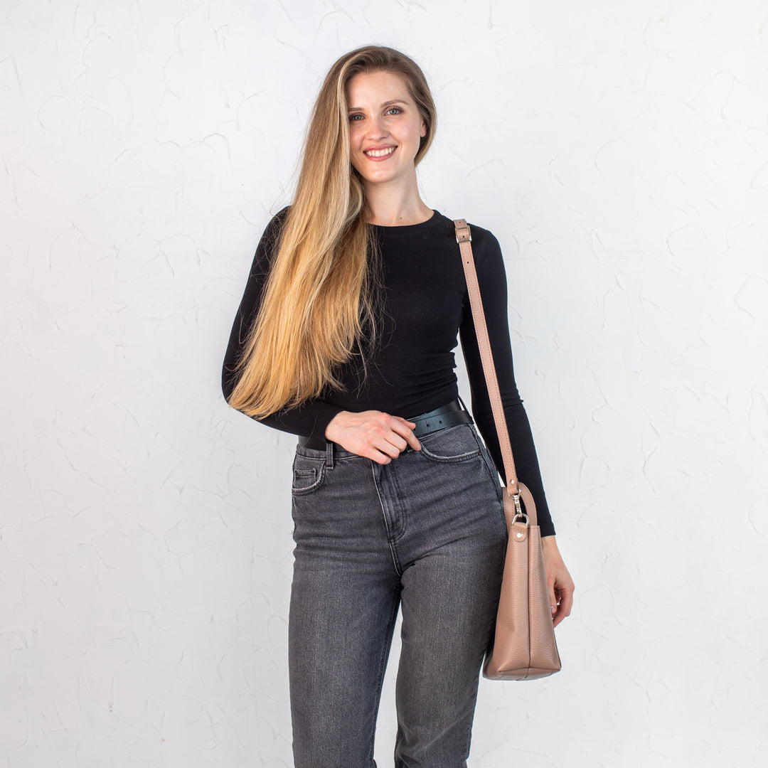 Pale pebbled - Leather Purse Backpack
