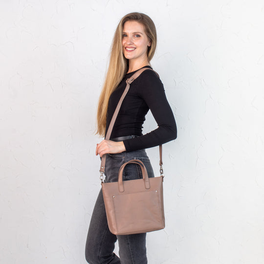 Pale pebbled - Leather Purse Backpack