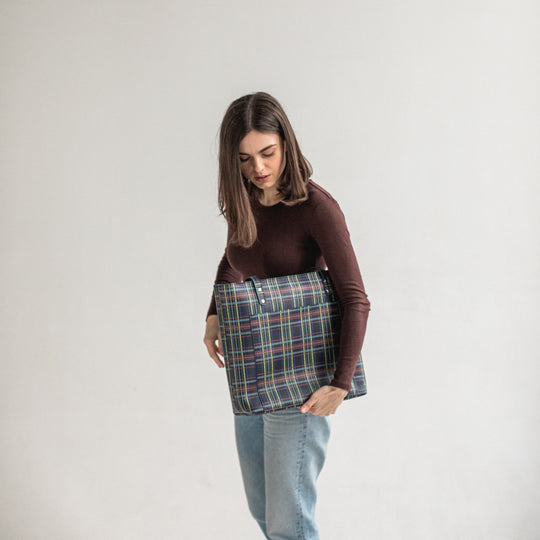 Plaid leather tote bag - Leather Purse Backpack