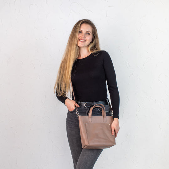 Pale pebbled - Leather Purse Backpack
