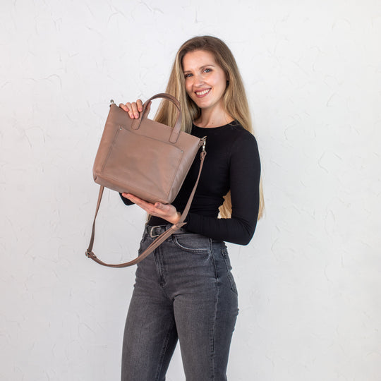 Pale pebbled - Leather Purse Backpack