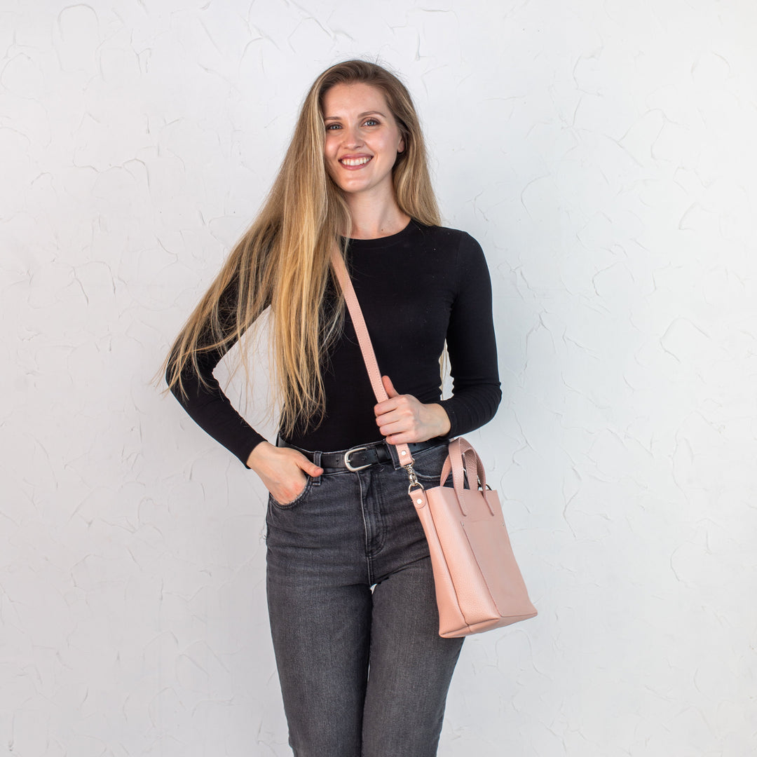 Rose pebbled - Leather Purse Backpack