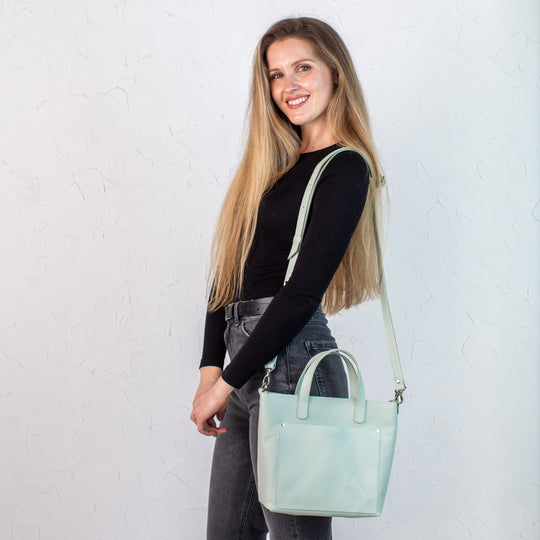 Pistachio pebbled - Leather Purse Backpack