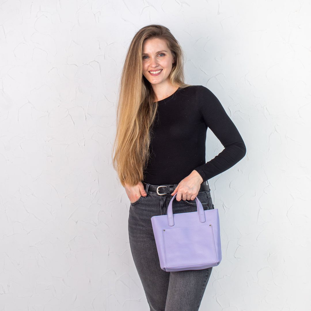 Lavanda pebbled - Leather Purse Backpack