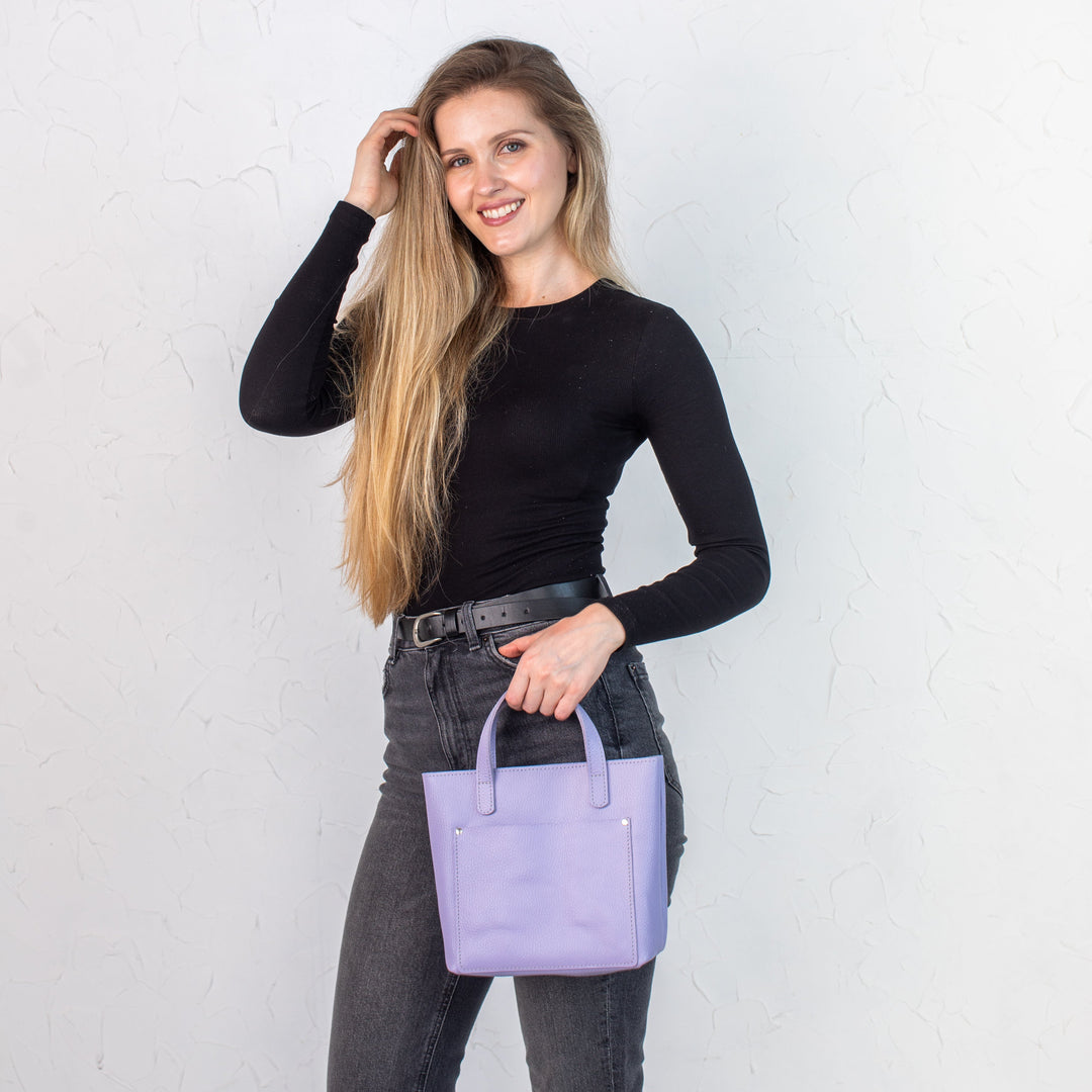 Lavanda pebbled - Leather Purse Backpack