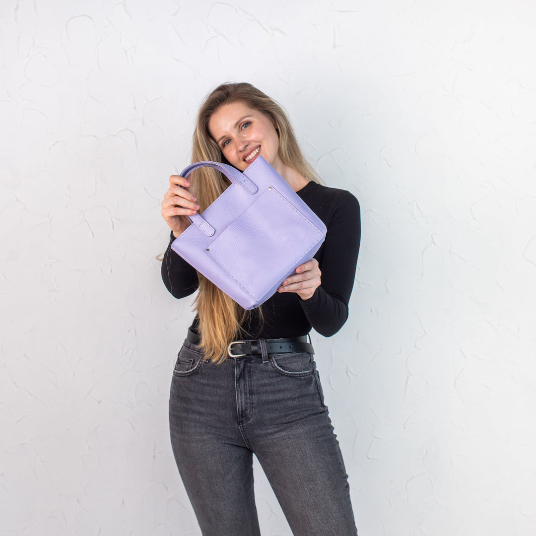 Lavanda pebbled - Leather Purse Backpack