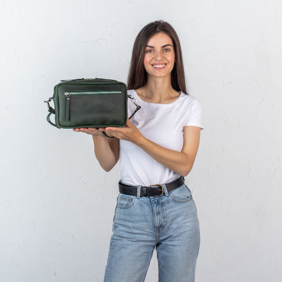 Green - Leather Purse Backpack