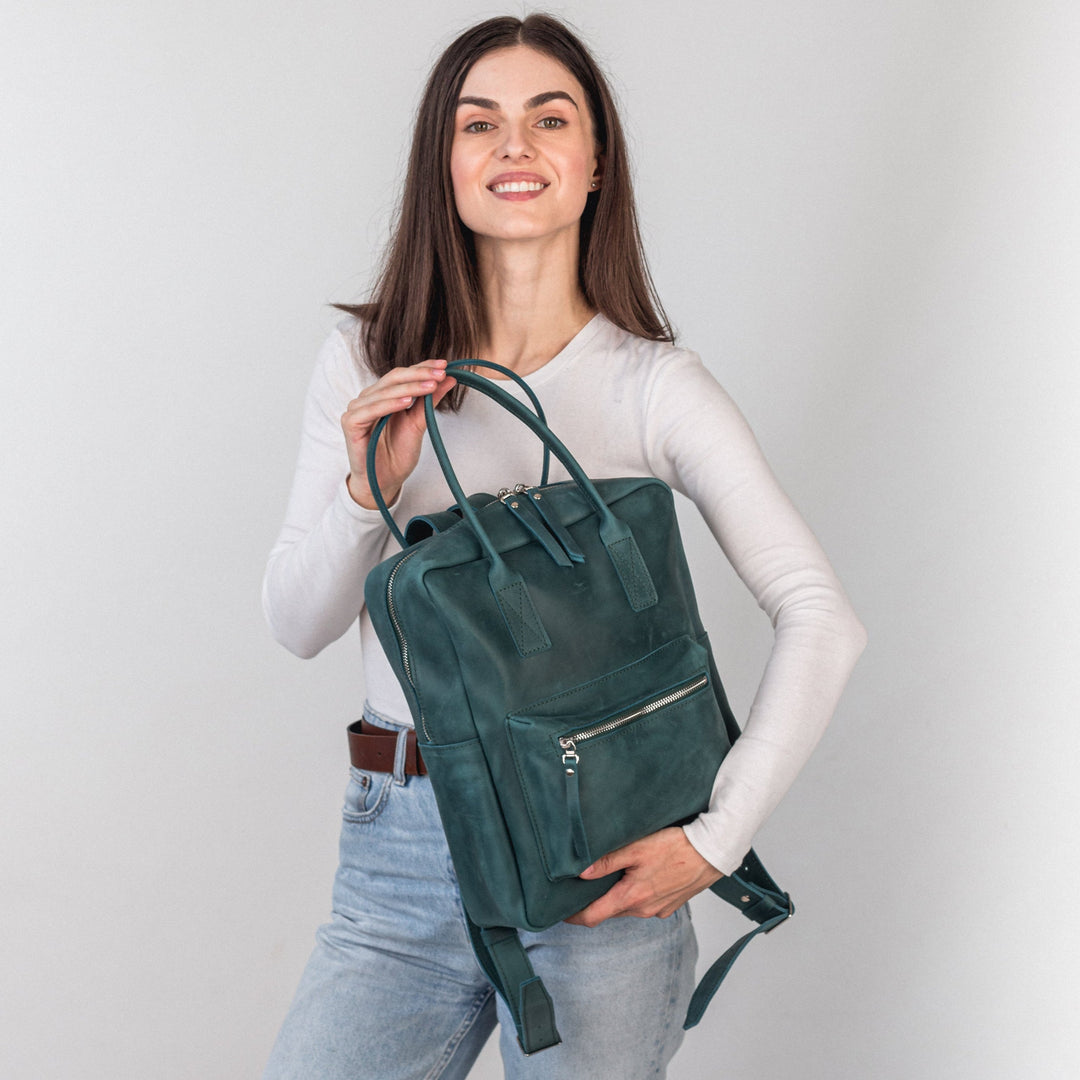 Opal leather city backpack - Leather Purse Backpack