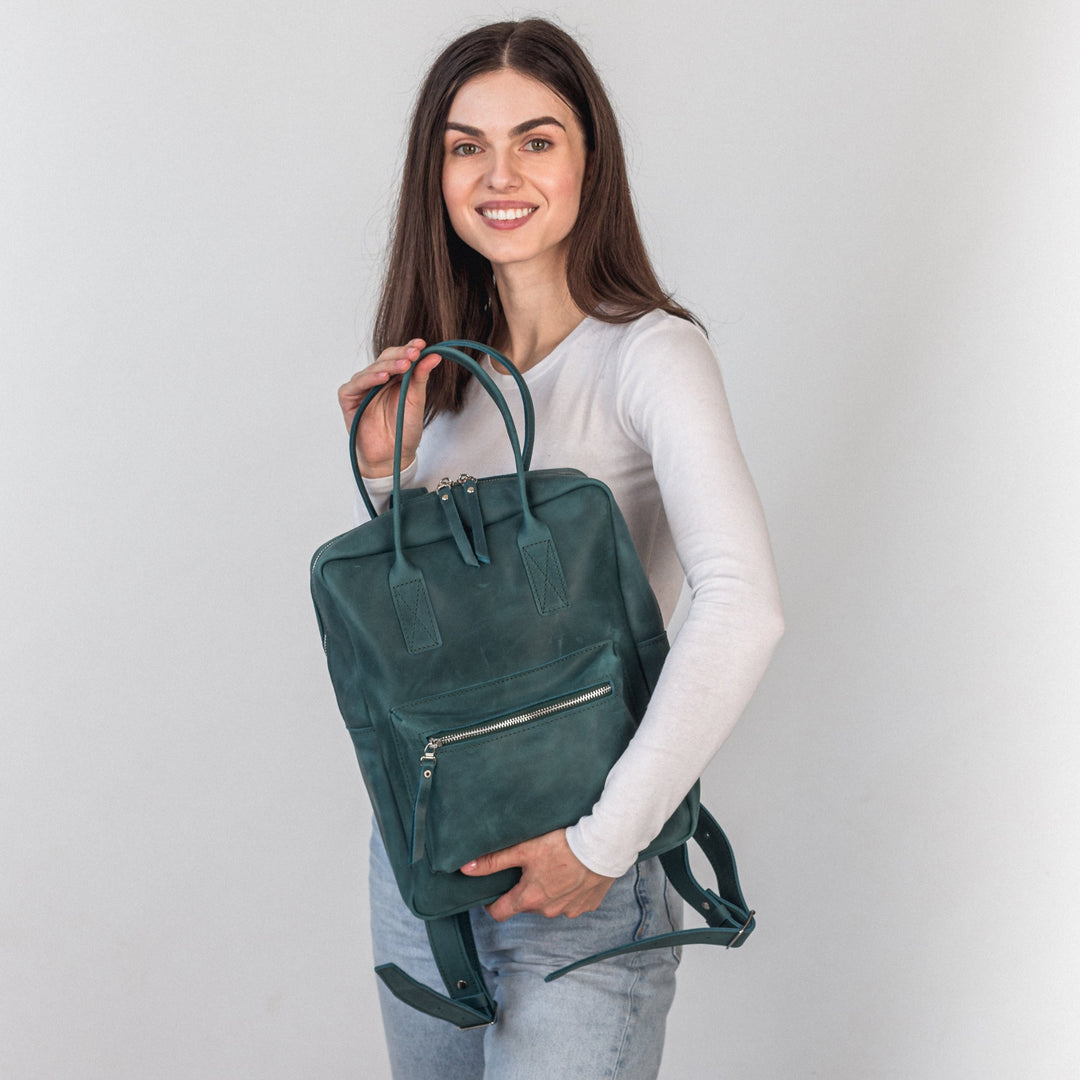 Opal leather city backpack - Leather Purse Backpack